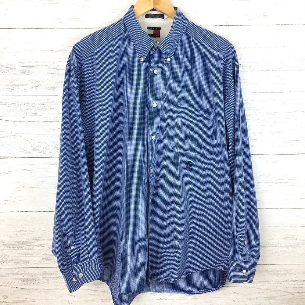 Tommy Hilfiger Men's Blue and White Check Shirt